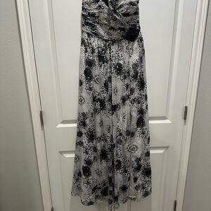 White House Black Market Strapless Black and White Dress